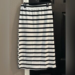 SHEIN Black and White Striped Midi Skirt
